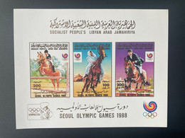 Libye Libya 1988 IMPERF ND Mi. Bl. 117 B Seoul Olympic Games Olymphilex Horse Riding Pferd Cheval Jeux Olympiques - Paarden
