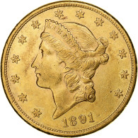 Monnaie, États-Unis, Liberty Head, $20, Double Eagle, 1891, U.S. Mint, San - 20$ - Double Eagle - 1877-1901: Coronet Head