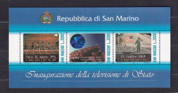 1993 San Marino Saint Marin TELEVISIONE DI STATO Foglietto Di 3 Valori MNH** Con Ologramma STATE TELEVISION Minisheet - Blokken & Velletjes