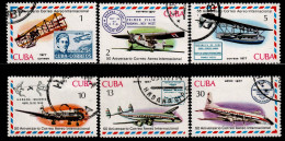 Cuba 1977  Airmail Service, Airplanes;avio Post Used Stamp Set Michel 2248-2253 - Usados