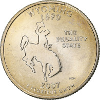 États-Unis, Quarter Dollar, Wyoming, 2007, Philadelphie, Cupronickel Plaqué - 1999-2009: State Quarters