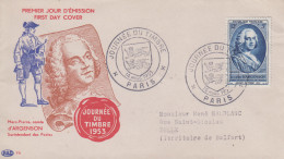 Enveloppe  FDC  1er  Jour   FRANCE   Journée  Du   Timbre    PARIS   1953 - 1950-1959