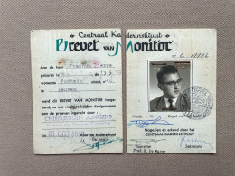 1960 - Brevet Van Monitor - CENTRAAL KADERINSTITUUT Brussel - CHIROJEUGD - JONGENS / JOACHUM Pierre, Leuven - Diploma's En Schoolrapporten