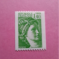 Roulette N°2157a 1 F 40 Vert Numéro Rouge Au Verso - 1977-1981 Sabine (Gandon)