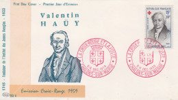 Enveloppe   FDC   1er Jour   FRANCE     Valentin   HAÜY      CROIX  ROUGE    CHALONS  SUR  MARNE   1959 - 1950-1959