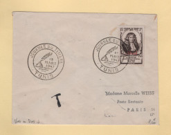 Tunisie - Journee Du Timbre - 1947 - Vignette Exposition Aero Philatelique Au Dos - Briefe U. Dokumente