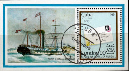 Cuba 1990 Expo London - Penny Black -sea  Ship S/S Block Used - Briefmarkenausstellungen