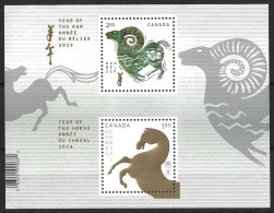 CANADA....QUEEN ELIZABETH II...(1952-22.).." 2014-15......YEAR OF THE RAM / HORSE....MINI SHEET.....MNH.. - Chinees Nieuwjaar