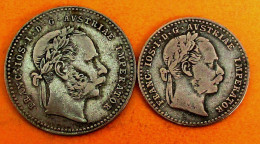 AUTRICHE. LOT, 10 Et 20  KREUZER 1868 ..TTB..  Argent.. Silver. - Austria