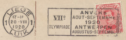 BELGIUM - DUPLEX  "VIIe OLYMPIADE LIEGE LUIK 1" ON FRANKED PC (VIEW OF LIEGE) - 1920 - Summer 1920: Antwerp