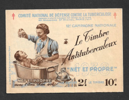 CARNET DE VIGNETTES - COMITE DE DEFENSE CONTRE LA TUBERCULOSE 1938 - FORMAT PLIE 13 X 9 CM - Cinderellas