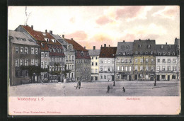 AK Waldenburg I. S., Marktplatz Mit Geschäften  - Waldenburg (Sachsen)