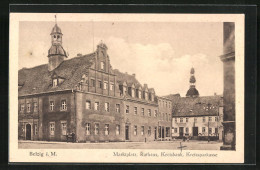 AK Bad Belzig I. M., Marktplatz, Rathaus, Kreisbank, Kreissparkasse  - Belzig