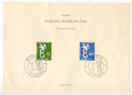 Germany, West 1958 FDC Souvenir Sheet Scott 790-791 - Europa - 1948-1960