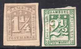 HAMBURGO (ALEMANIA-GERMANY) 2 Sellos Sin Dentar Nuevos ESCUDO DE ARMAS Año 1864 – Valorizados En Catálogo U$S 230.00 - Hambourg