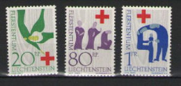 LIECHTENSTEIN  1963  CENTENARIO DELLA CROCE ROSSA  UNIF. 378-380  MNH XF - Unused Stamps