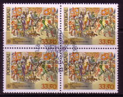 PORTUGAL MI-NR. 1564 O 4er BLOCK EUROPA 1982 - HISTORISCHE EREIGNISSE - 1982