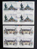 DÄNEMARK MI-NR. 1786-1787 GESTEMPELT(USED) 4er BLOCK GUTSHÖFE (III) 2014 SCHLOSS LEDREBORG - Used Stamps