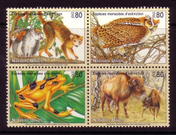 UNO GENF MI-NR. 263-266 POSTFRISCH(MINT) GEFÄHRDETE ARTEN 1995 MAKI EULE FROSCH BISON - Gufi E Civette