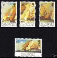 ALDERNEY 10 X MI-NR. 55-58 POSTFRISCH SEESCHLACHT Von LA HOGUE - SCHIFFE - Alderney