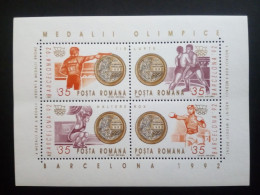 RUMÄNIEN BLOCK 280 POSTFRISCH(MINT) SOMMEROLYMPIADE BARCELONA 1992 GEWINNER BOXEN RINGEN - Blocs-feuillets