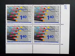 SCHWEIZ UIT MI-NR. 14 POSTFRISCH(MINT) 4er BLOCK GLASFASERKABEL 1988 - Neufs