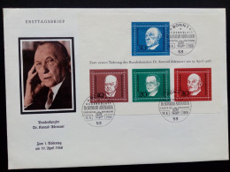 DEUTSCHLAND BLOCK 4 FDC KONRAD ADENAUER 1968 - Idee Europee