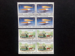 FINNLAND MI-NR. 1051-1052 GESTEMPELT(USED) 4er BLOCK EUROPA 1988 TRANSPORTMITTEL PFERDE-STRASSENBAHN - 1988