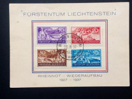 LIECHTENSTEIN MI-NR. 152-155 GESTEMPELT(USED) ARBEITSBESCHAFFUNG 1937 AUF KARTE - Gebruikt