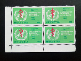 SCHWEIZ WHO MI-NR. 40 POSTFRISCH(MINT) 4er BLOCK WHO EMBLEM 1986 - OMS