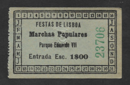 Ticket Marchas Populares Marches Populaires Fêtes Lisbonne Portugal 1934 Popular Parade Festas De Lisboa - Tickets D'entrée