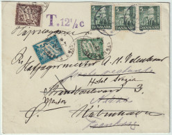 FRANCE - 1937 Taxe De 75c (5c, 10c & 60c Duval) Sur LSC Domestique Danoise Re-dirigée à Nice Puis Menton - 1859-1959 Cartas & Documentos