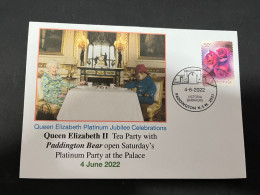 7-4-2024 (1 Z 17) Queen Elizabeth II Tea Party With Paddington Bear (4 June 2022) Rose Stamp - Königshäuser