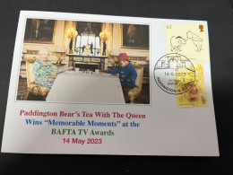 7-4-2024 (1 Z 17) Queen Elizabeth II Tea Party With Paddington Bear BAFTA Awards (14 May 2023) Paddington Bear Stamp - Königshäuser