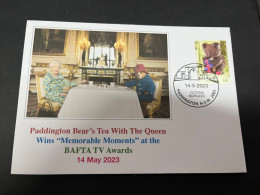 7-4-2024 (1 Z 17) Queen Elizabeth II Tea Party With Paddington Bear BAFTA Awards (14 May 2023) Koala Bear Stamp - Königshäuser