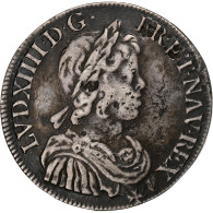 France, Louis XIV, 1/2 Écu à La Mèche Courte, 1643, Paris, Argent, TB+ - 1643-1715 Luis XIV El Rey Sol