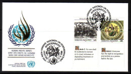 UNO WIEN MI-NR. 96-97 FDC MENSCHENRECHTE KÄTHE KOLLWITZ RAFFAEL TEXT ENGLISCH - FDC