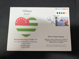 7-4-2024 (1 Z 17) COVID-19 4th Anniversary - Abkhasia (Georgia) - 7 April 2024 (with OZ Stamp) - Disease