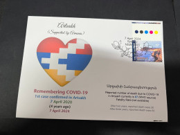 7-4-2024 (1 Z 17) COVID-19 4th Anniversary - Artsakh (Armenia) - 7 April 2024 (with OZ Stamp) - Disease