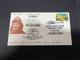 7-4-2024 (1 Z 17) Australia FDC For Southern Cross Air Race 1980 (Race Number 50) Signed By Pilot - Aerei