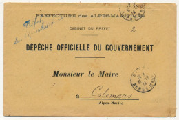 Dépêche Officielle Du Gouvernement - Préfecture Des Alpes Maritimes - NICE 31/12/1914 - Document Inclus - Brieven En Documenten