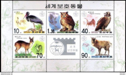 2861  Hiboux - Owls - Cranes - Birds - Deers - Corée Du Nord Yv BF 400 - MNH - 1,95 - Eulenvögel