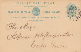 Oranje Vrij Staat, Post Card 1893 Winburg To Cape Town - Otros & Sin Clasificación