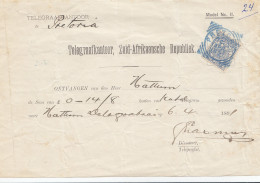 Zuid-Afrikaansche Republick - Telegram Ontvangen 1891 Pretoria - Autres & Non Classés