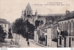 O27-82) AUVILLARS (TARN ET GARONNE) EGLISE SAINT PIERRE  - ( ANIMEE - HABITANTS - 2 SCANS ) - Auvillar