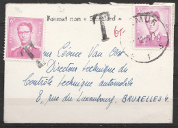 Env. Carte De Visite Affr.N° 1067 Càd NAMUR/?.12.1955 Pour Et Taxé 6f (N°1069) à BRUXELLES 4 - 1953-1972 Lunettes