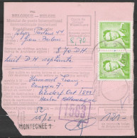 Mandat Poste International Affr.N°1068x2 Càd MONTEGNEE/15.12.1969 Pour AACHEN (Allemagne) - 1953-1972 Occhiali