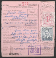 Mandat Poste International Affr.N°1027B+1071 Càd ANTWERPEN 13/20-11-1969 Pour MERIDA (Espagne) - 1953-1972 Lunettes