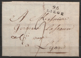 L. Datée 6 Pluviose An 11 (1812) De LIEGE Pour Négociant à LYON - Griffe "96/LIEGE" - Port "5" - 1794-1814 (Periodo Frances)