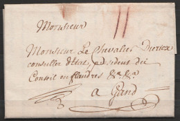 L. Datée 20 Juin 1783 De BRUXELLES Pour Chevalier Diericx, Conseiller D'Etat à GAND - Port "II" à La Craie Rouge - 1714-1794 (Oesterreichische Niederlande)